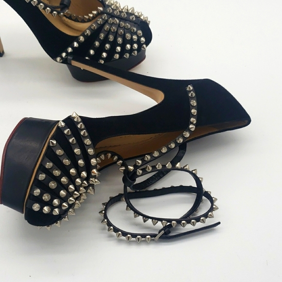 Charlotte olympia size 39 color black suede and silver spikes 100% Authentic - Picture 11 of 17